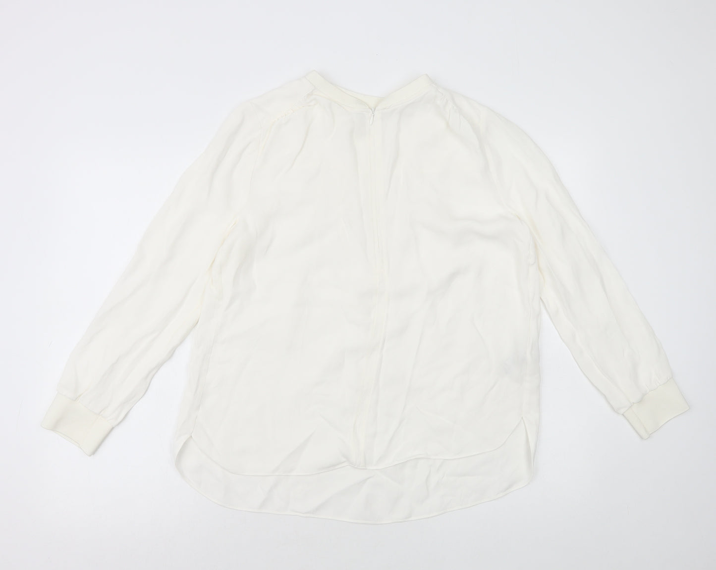 Autograph Womens White Viscose Basic Blouse Size 10 Round Neck