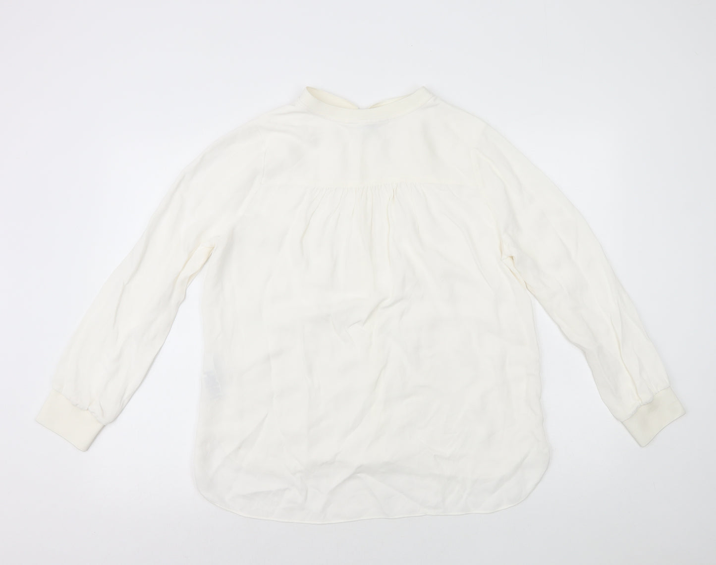 Autograph Womens White Viscose Basic Blouse Size 10 Round Neck