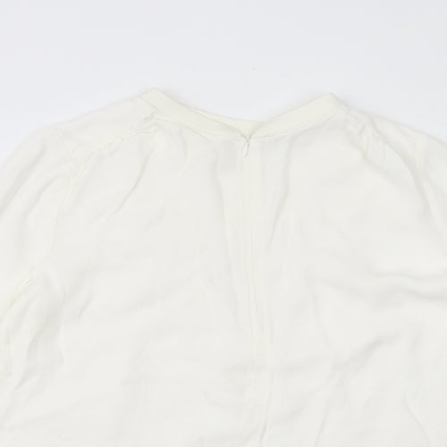 Autograph Womens White Viscose Basic Blouse Size 10 Round Neck
