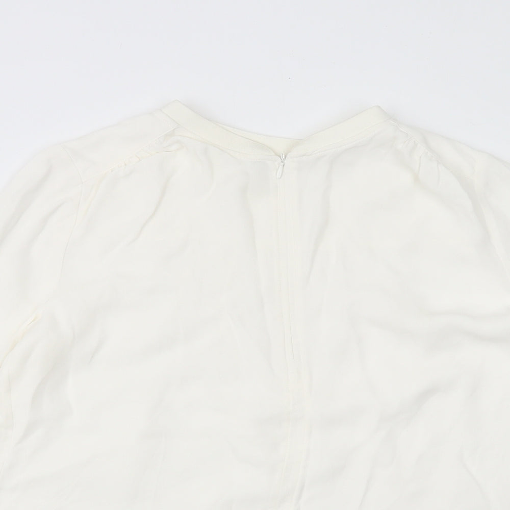 Autograph Womens White Viscose Basic Blouse Size 10 Round Neck