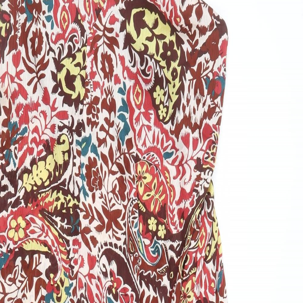Zara Womens Multicoloured Geometric Polyester Maxi Size L V-Neck Pullover