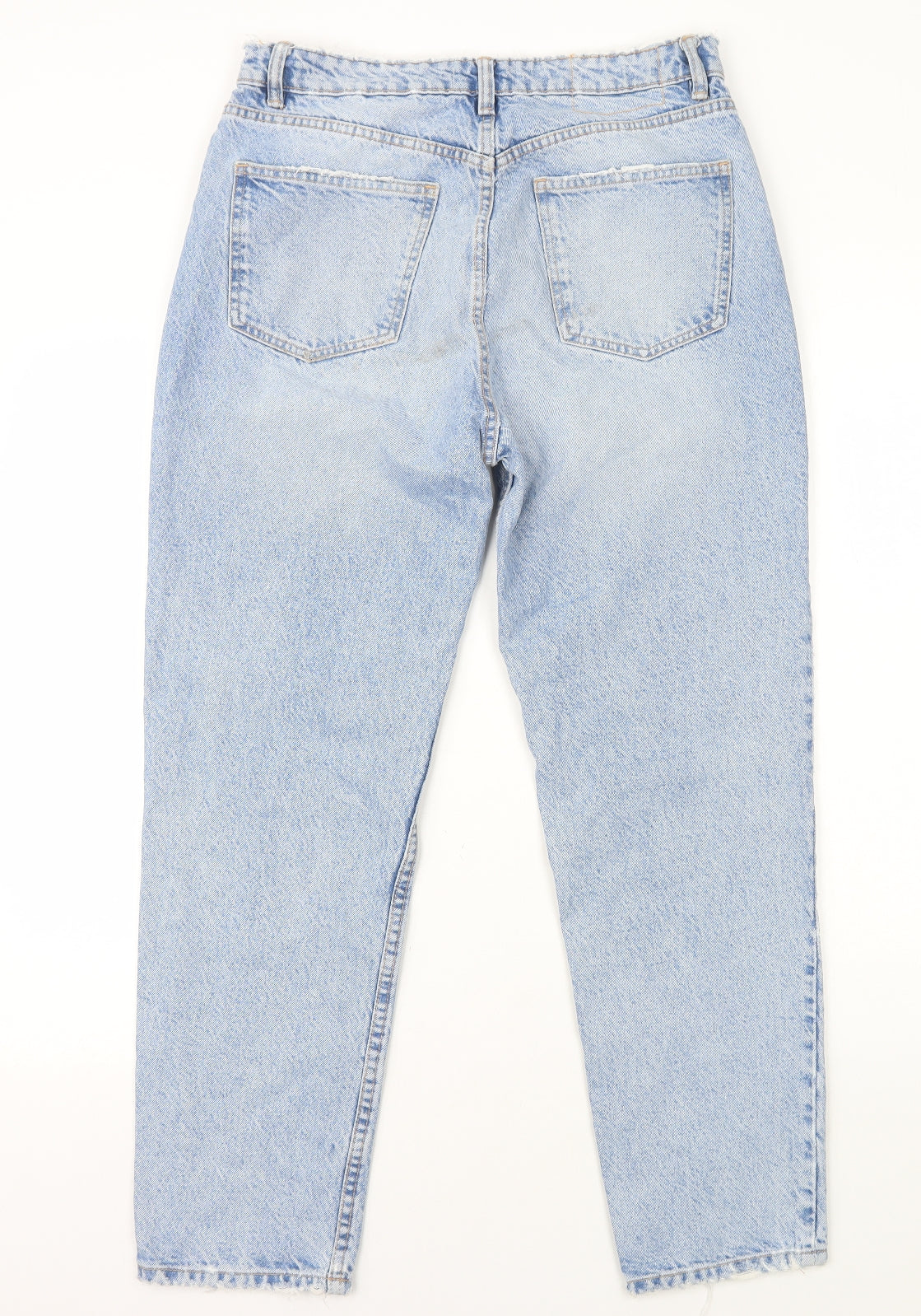 Zara Womens Blue Cotton Tapered Jeans Size 10 L27 in Regular Zip