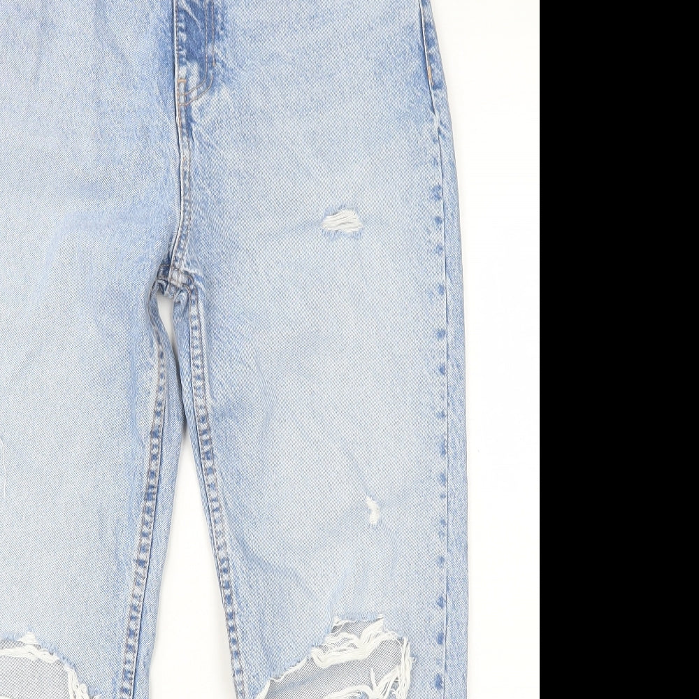 Zara Womens Blue Cotton Tapered Jeans Size 10 L27 in Regular Zip