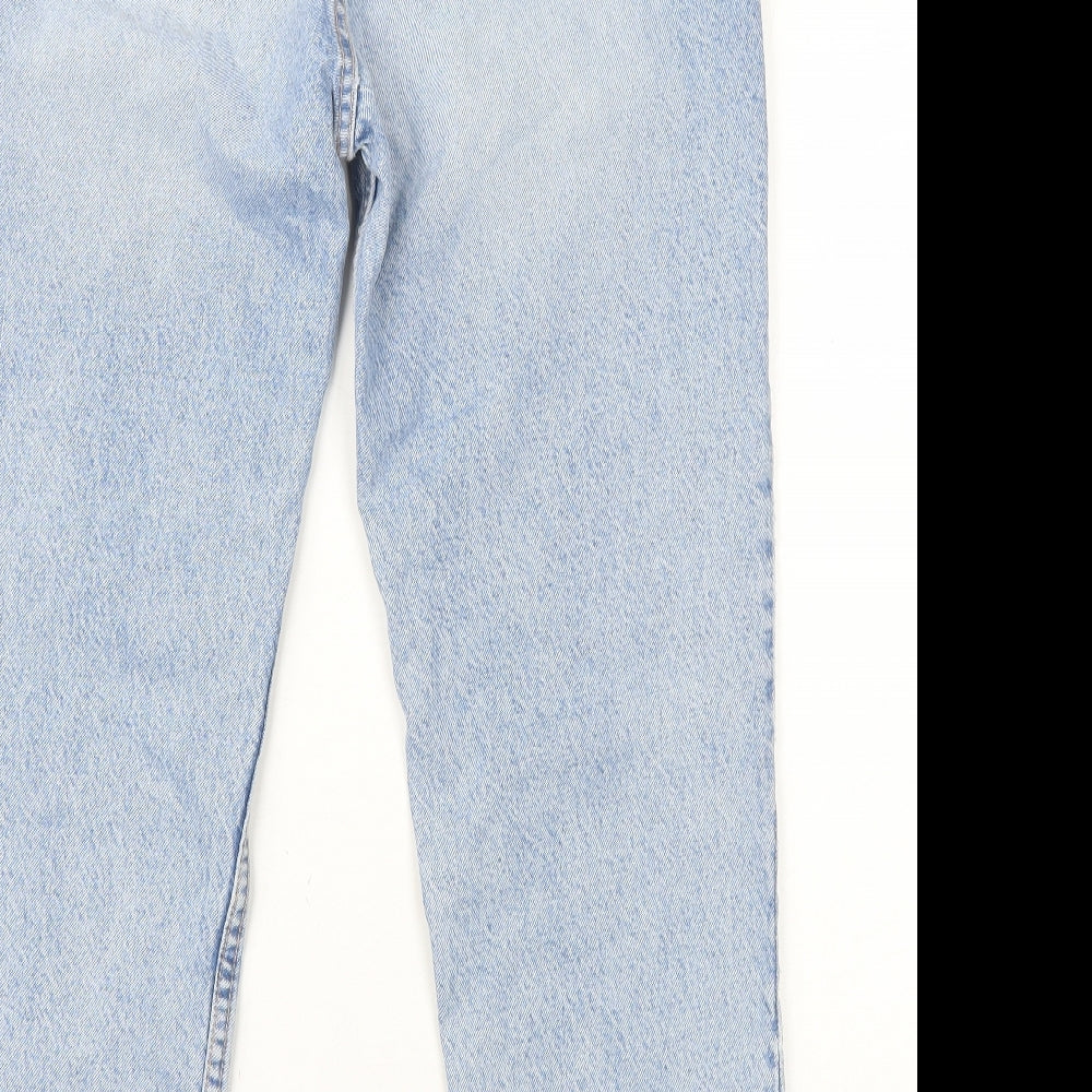 Zara Womens Blue Cotton Tapered Jeans Size 10 L27 in Regular Zip