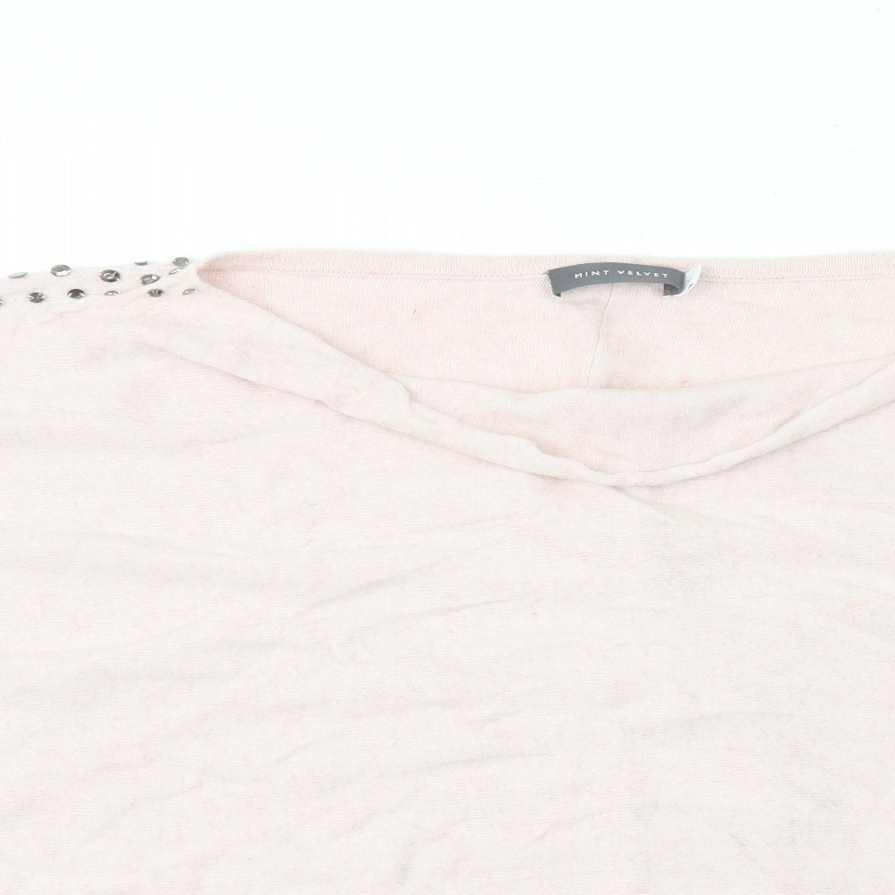 Mint Velvet Womens Pink Cotton Basic T-Shirt Size XL Boat Neck