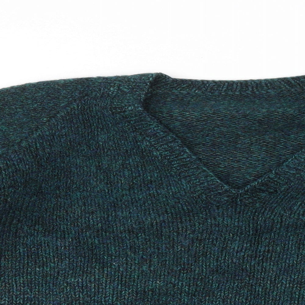 Preworn Womens Green V-Neck Acrylic Pullover Jumper Size M