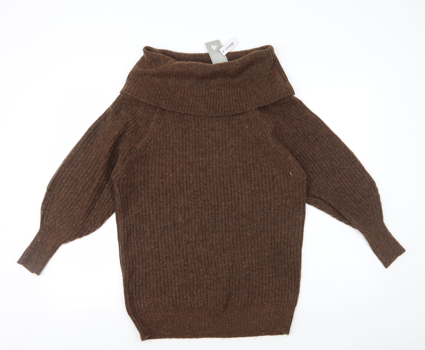 George Womens Brown Roll Neck Polyester Pullover Jumper Size S