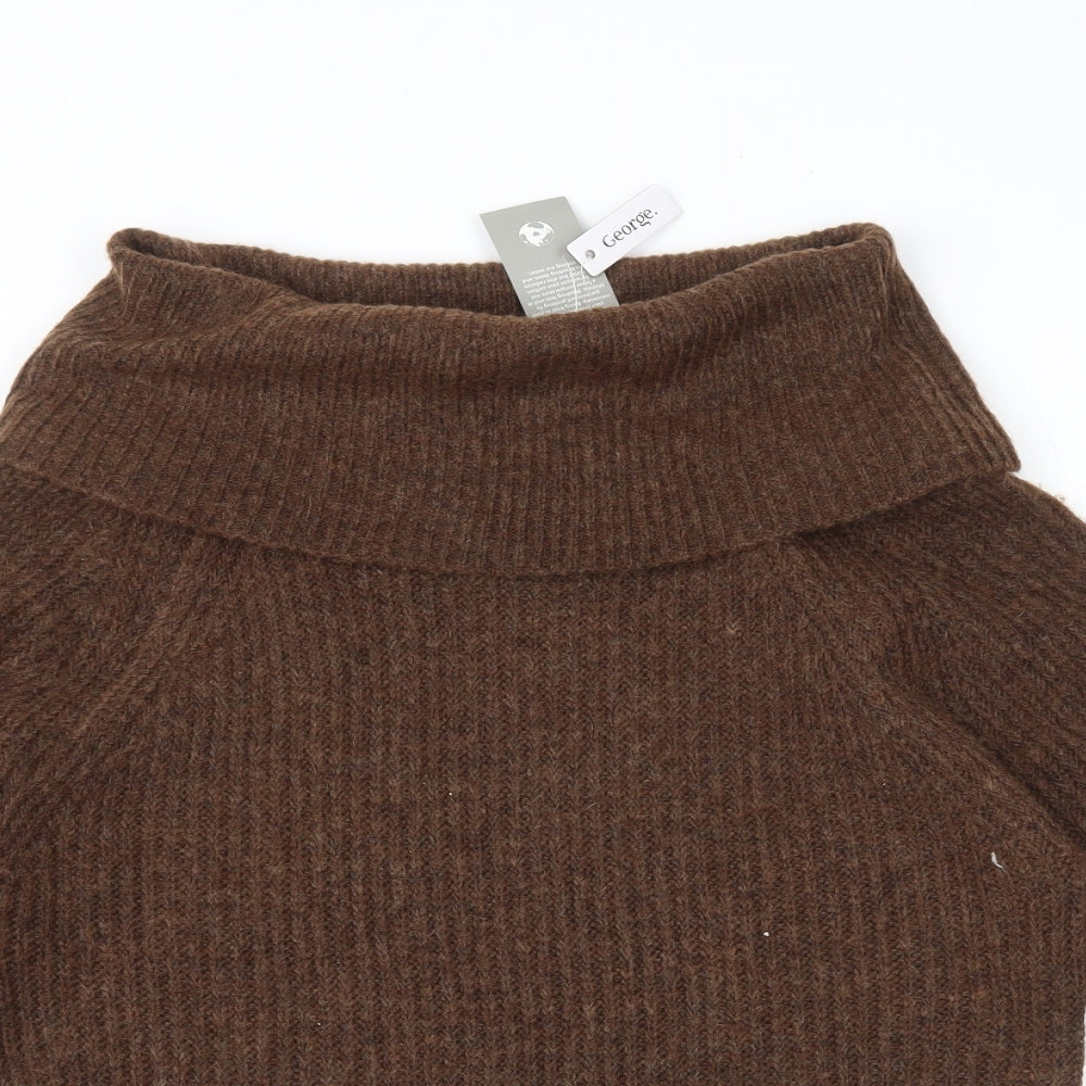 George Womens Brown Roll Neck Polyester Pullover Jumper Size S