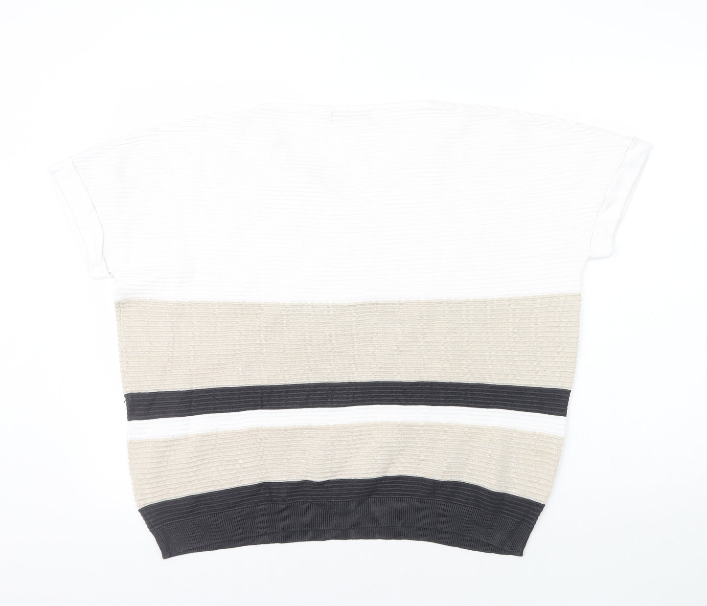 F&F Womens Multicoloured Striped Viscose Basic T-Shirt Size 16 V-Neck