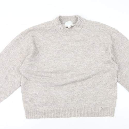 H&M Womens Grey Mock Neck Polyester Pullover Jumper Size S