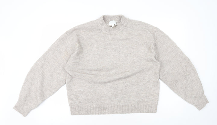 H&M Womens Grey Mock Neck Polyester Pullover Jumper Size S
