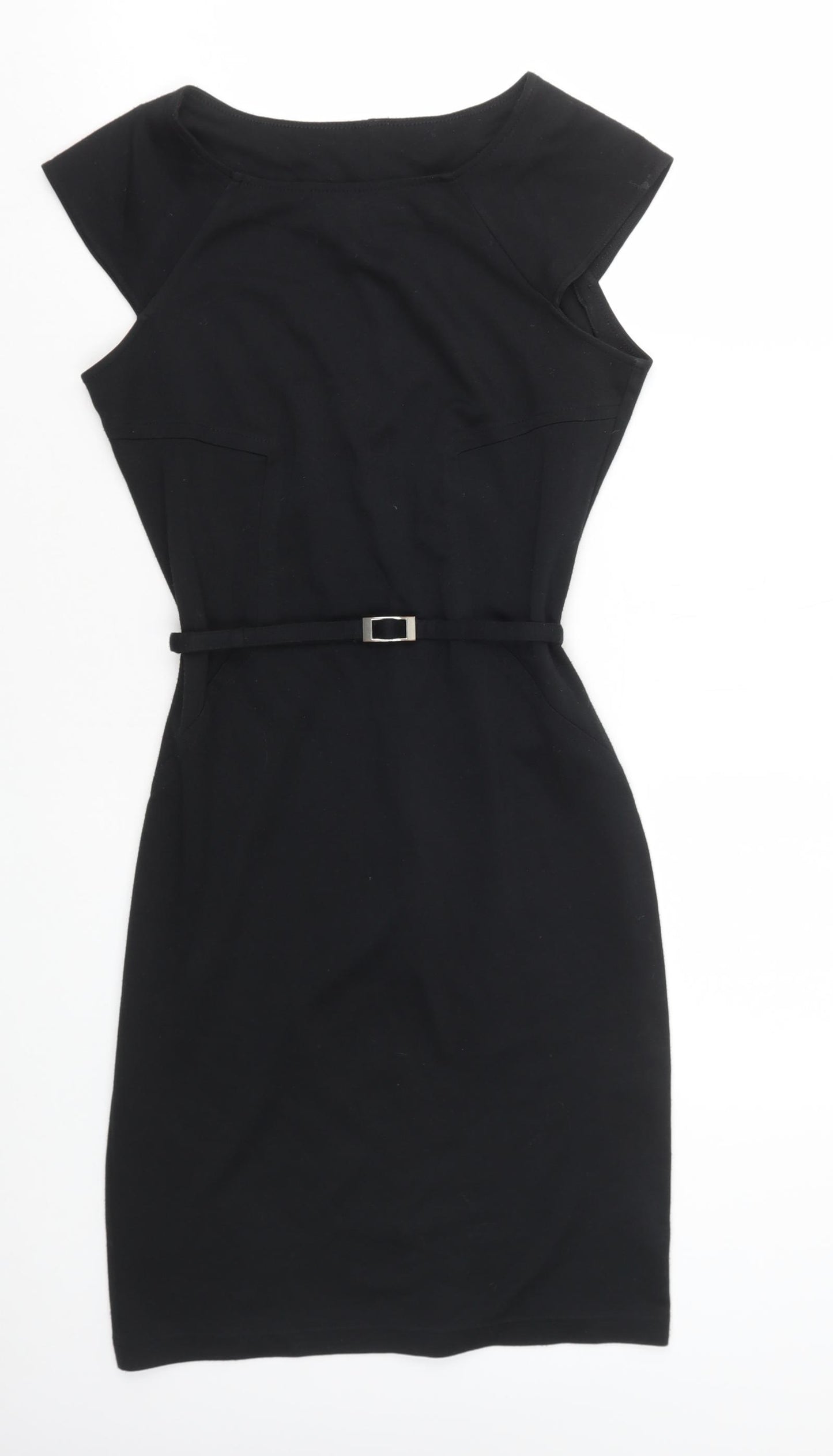 George Womens Black Polyester Pencil Dress Size 10 Boat Neck Pullover