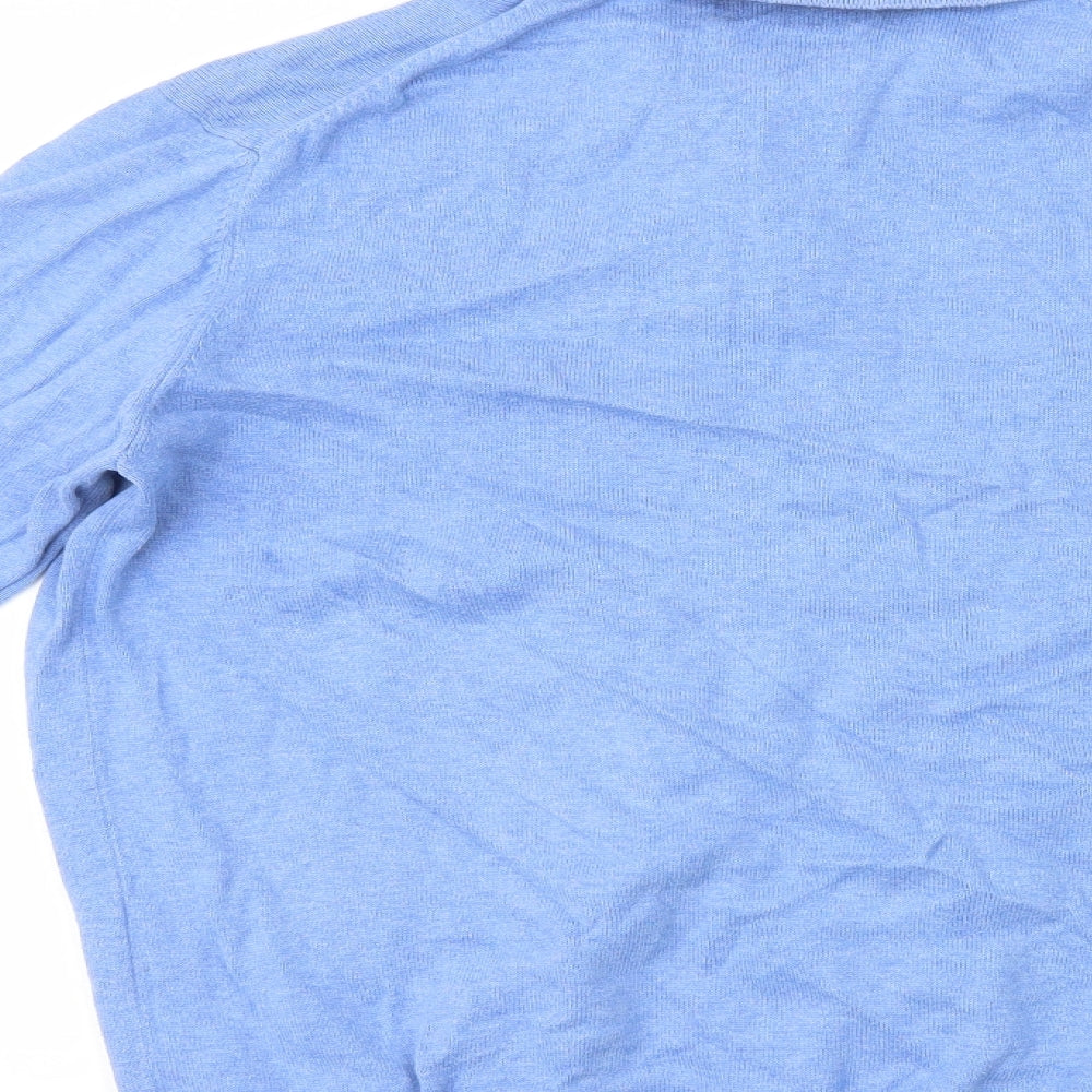 William Hunt Mens Blue Cotton Polo Size M Collared Pullover