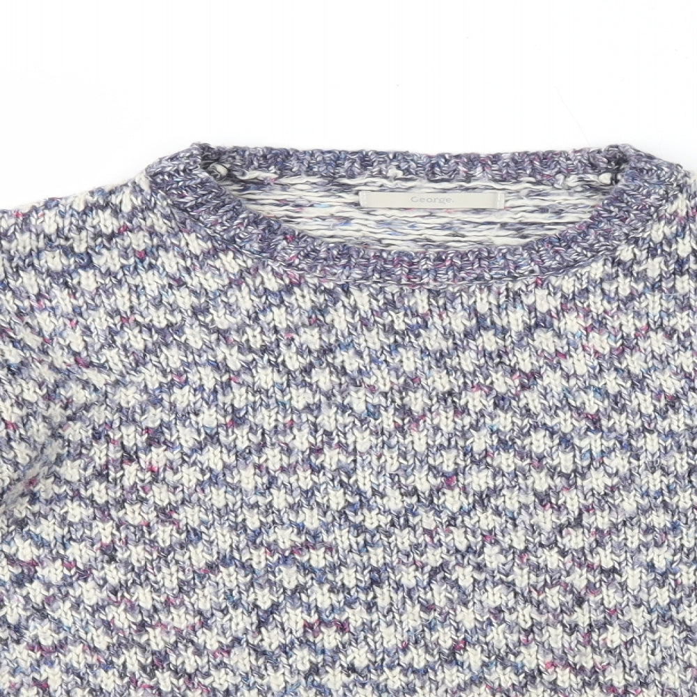George Womens Multicoloured Crew Neck Geometric Acrylic Pullover Jumper Size 8