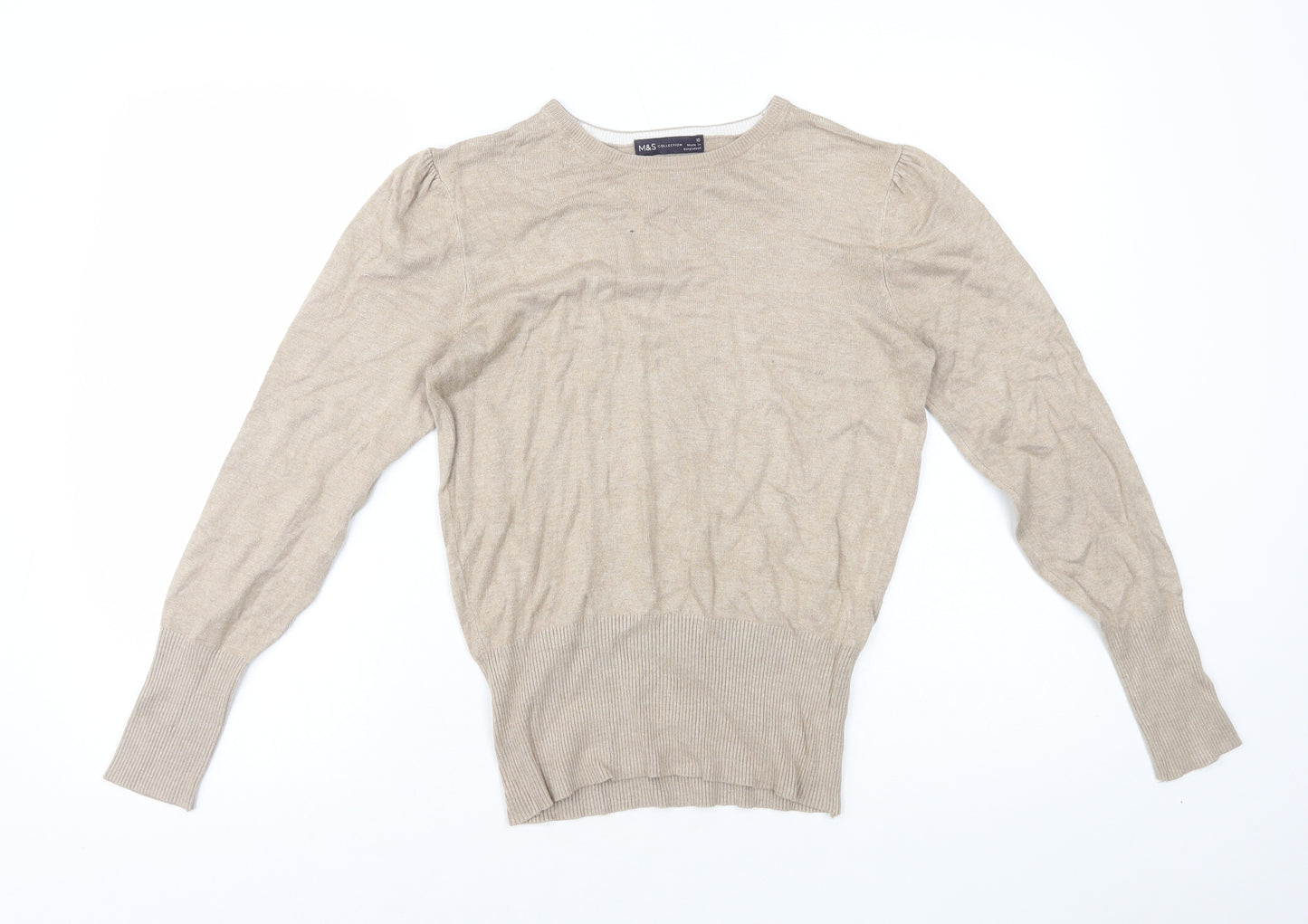 Marks and Spencer Womens Brown Round Neck Viscose Pullover Jumper Size 10