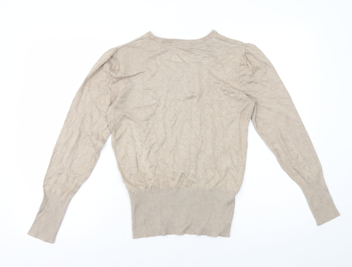 Marks and Spencer Womens Brown Round Neck Viscose Pullover Jumper Size 10