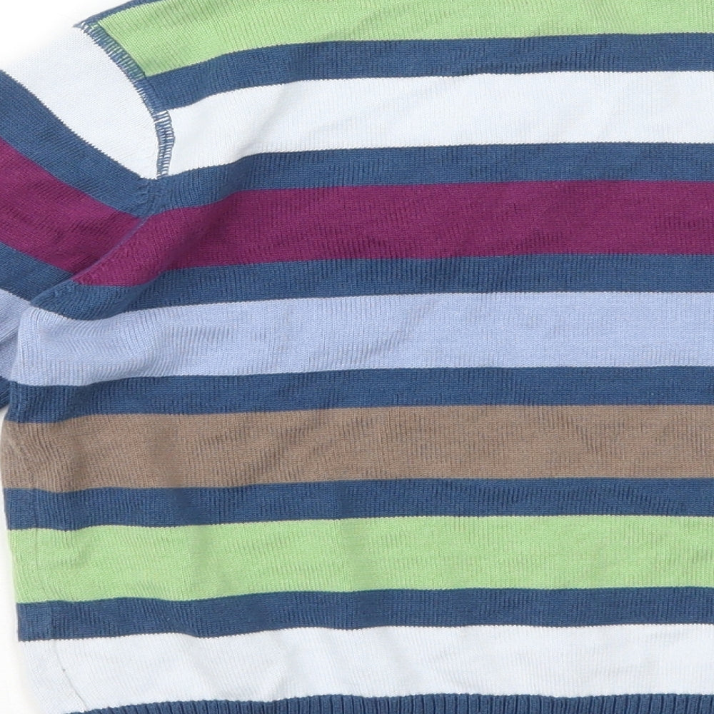 Indigo Boys Multicoloured Round Neck Striped 100% Cotton Pullover Jumper Size 5-6 Years Pullover