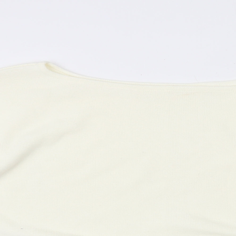 Preworn Womens White Boat Neck Acrylic Pullover Jumper Size 10