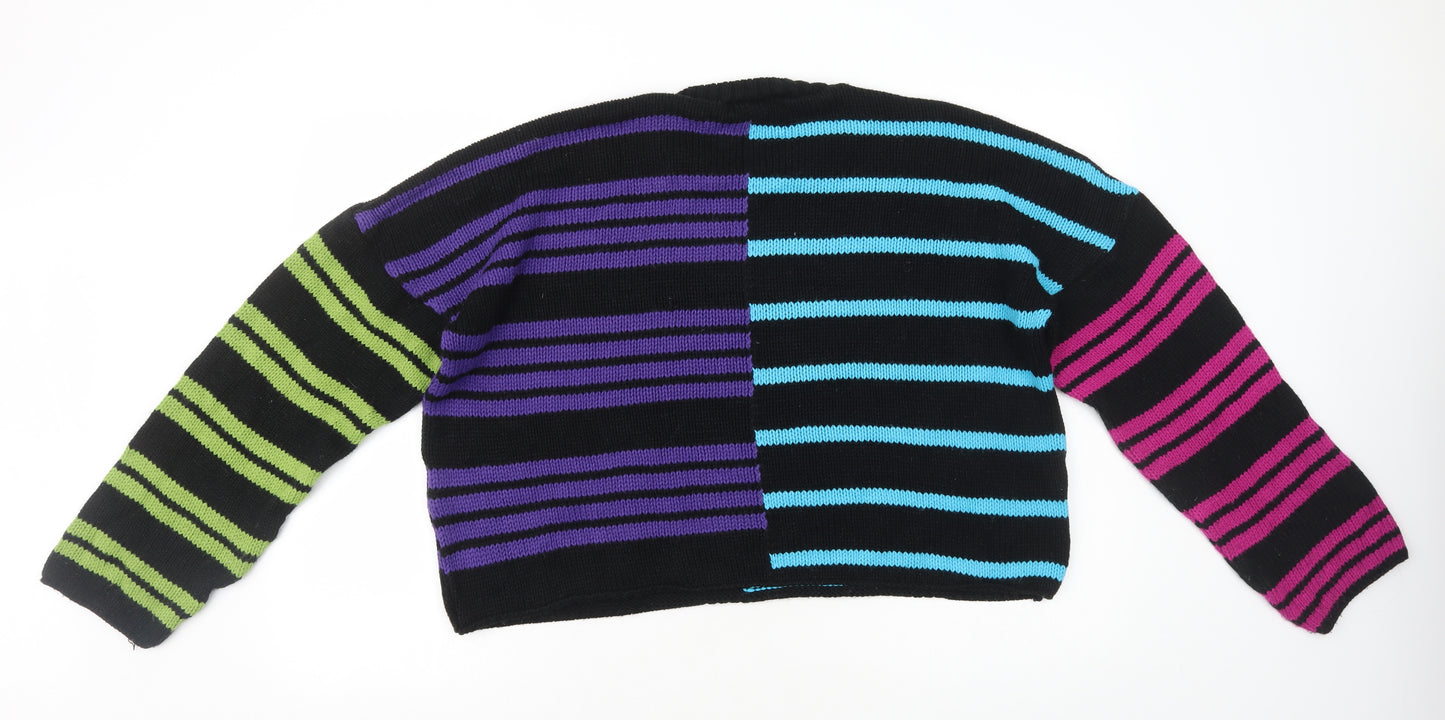The Ragged Priest Womens Multicoloured Crew Neck Striped Acrylic Pullover Jumper Size S