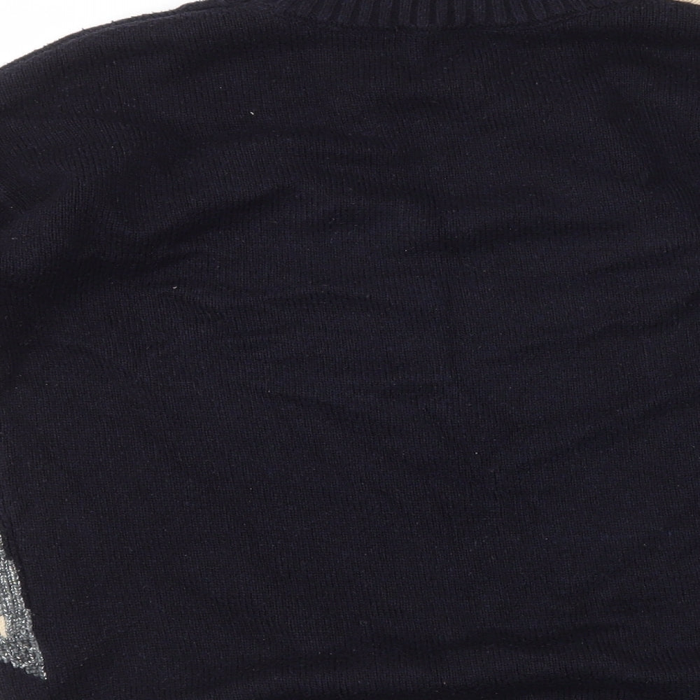 Monsoon Womens Blue High Neck Geometric Polyester Pullover Jumper Size S - Stars