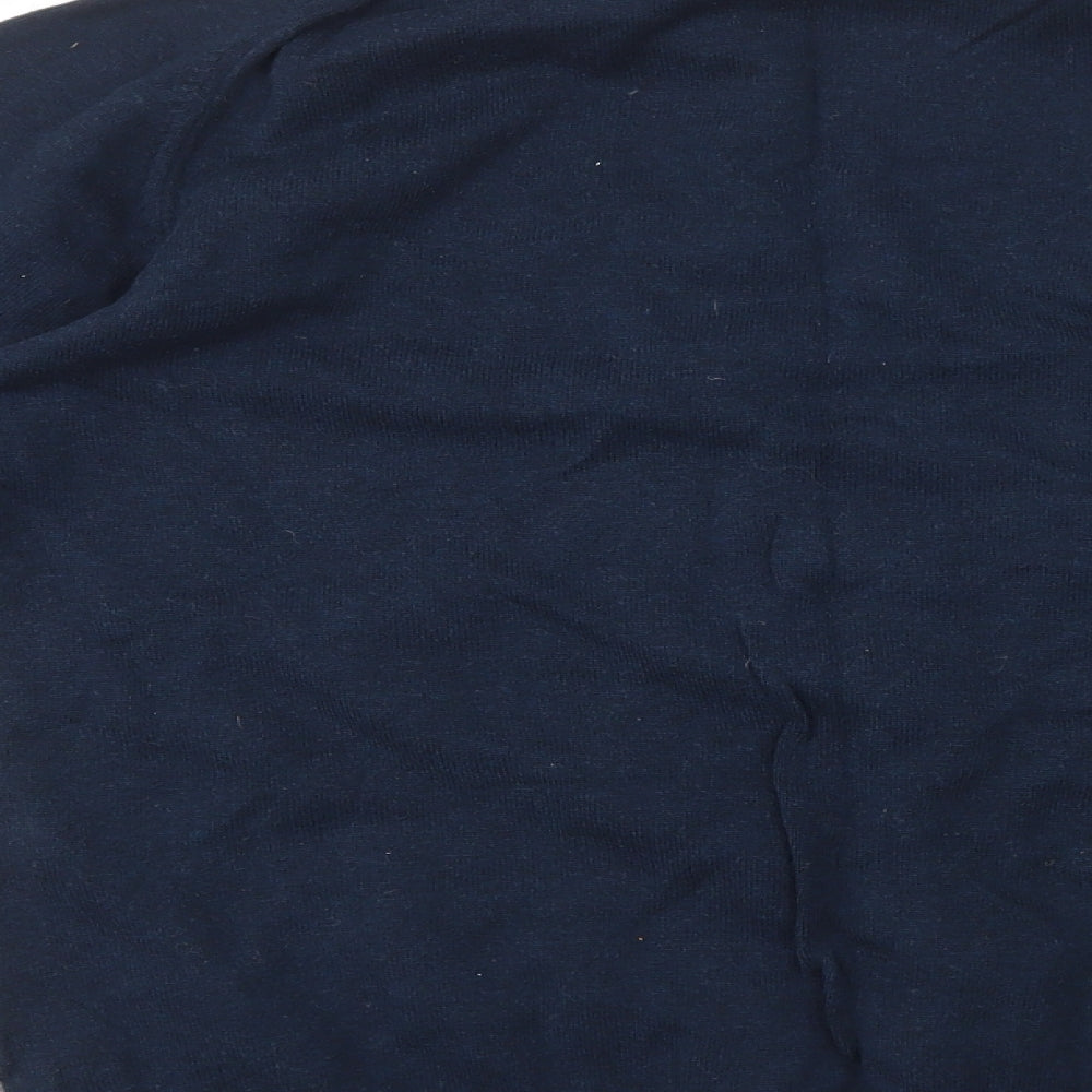 NEXT Mens Blue Round Neck Geometric Cotton Pullover Jumper Size M - Dogtooth Pattern