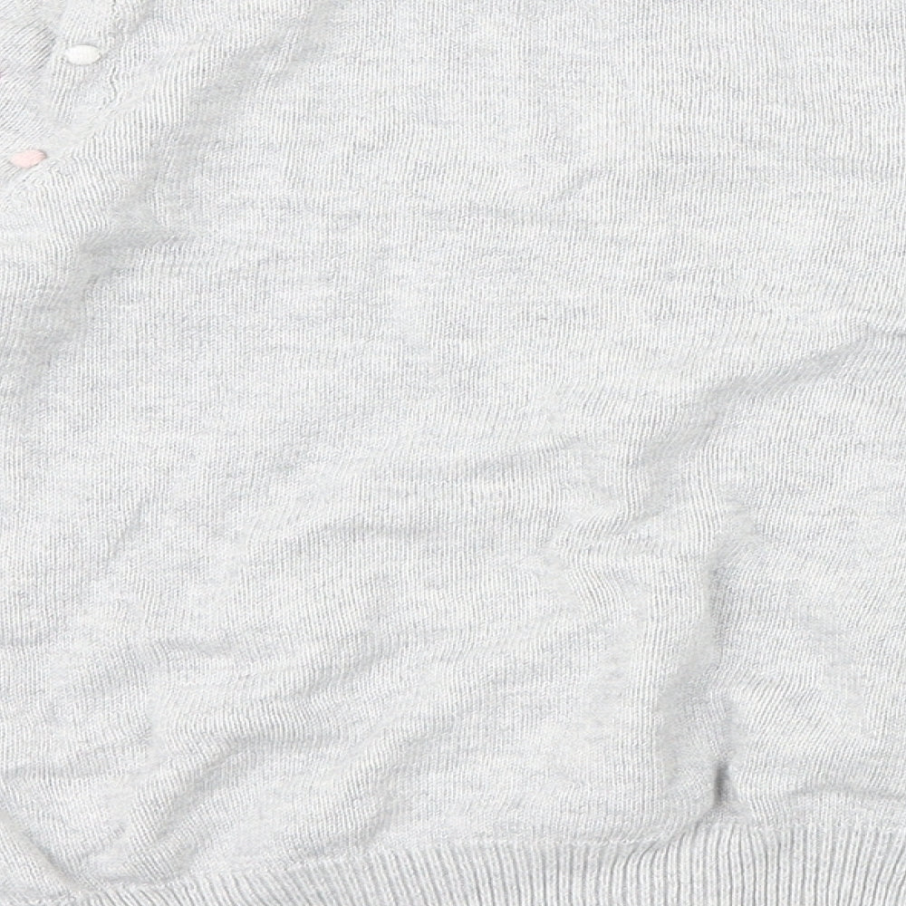 H&M Girls Grey Round Neck Polka Dot 100% Cotton Pullover Jumper Size 8-9 Years Pullover