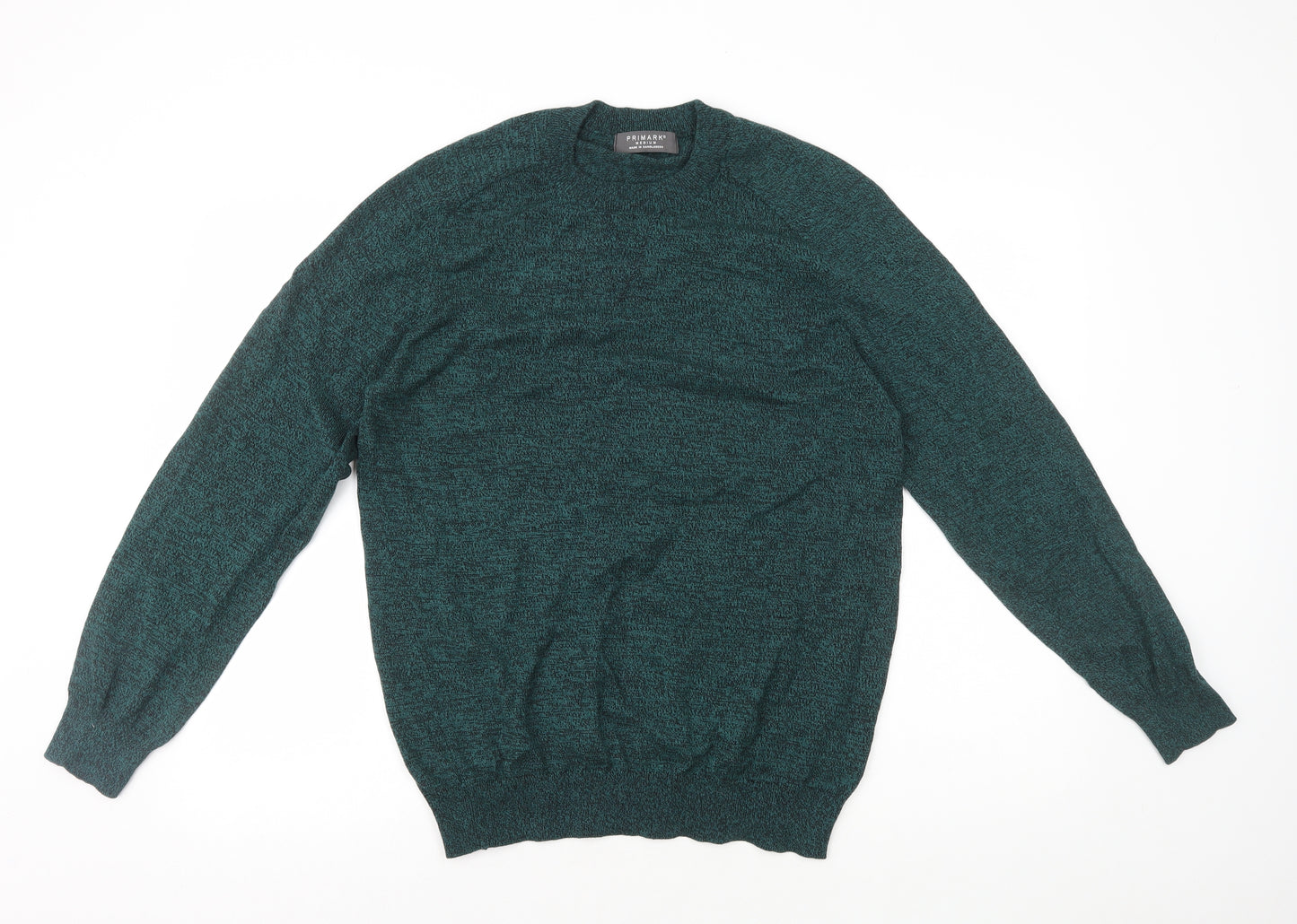 Primark Mens Green Round Neck Cotton Pullover Jumper Size M