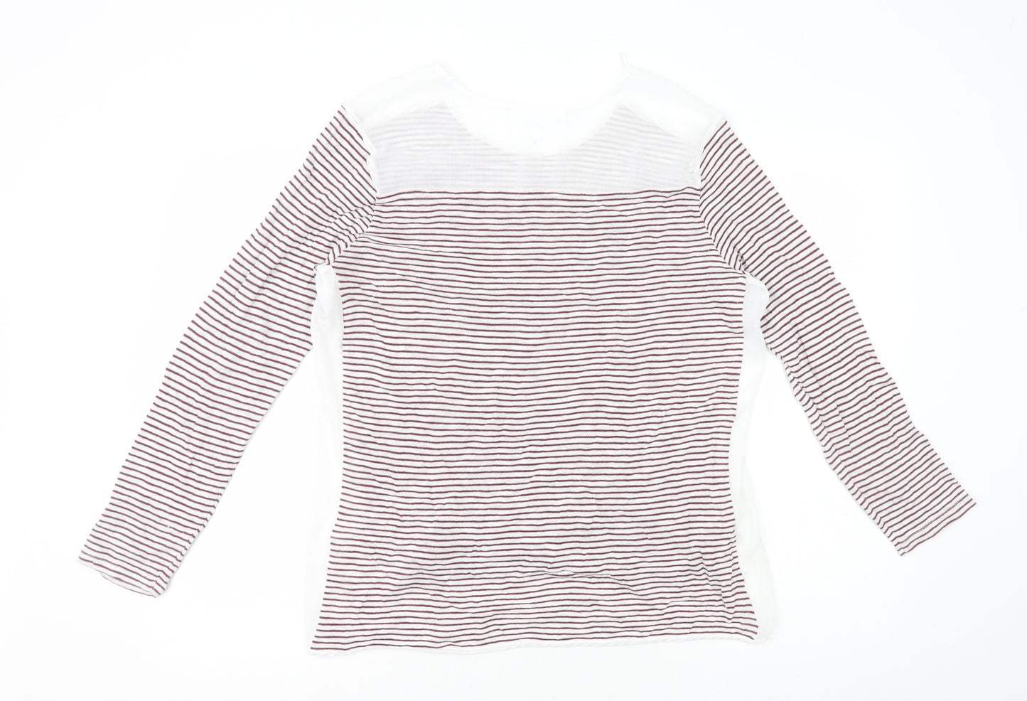 NEXT Womens Red Striped Cotton Basic T-Shirt Size 16 Round Neck