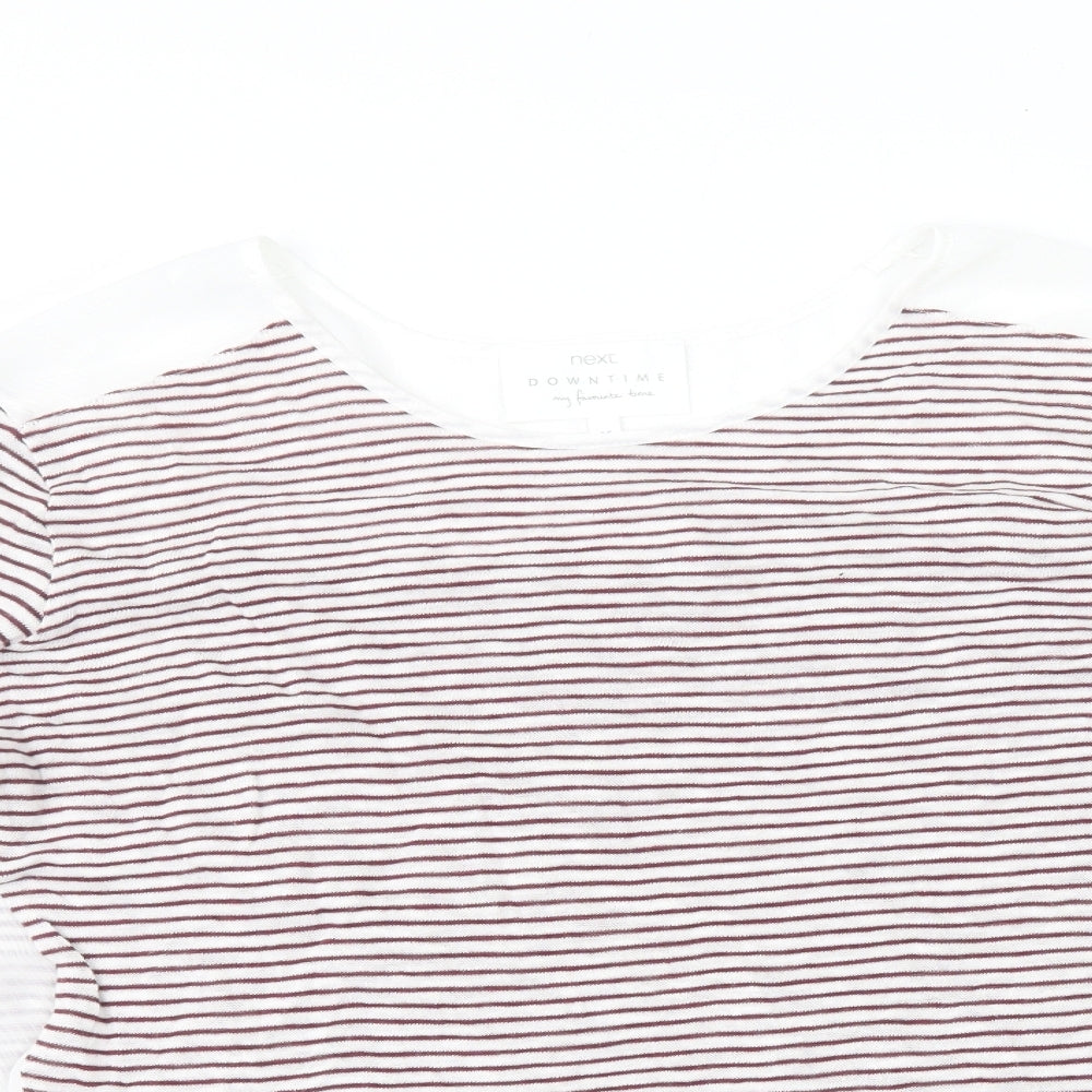 NEXT Womens Red Striped Cotton Basic T-Shirt Size 16 Round Neck