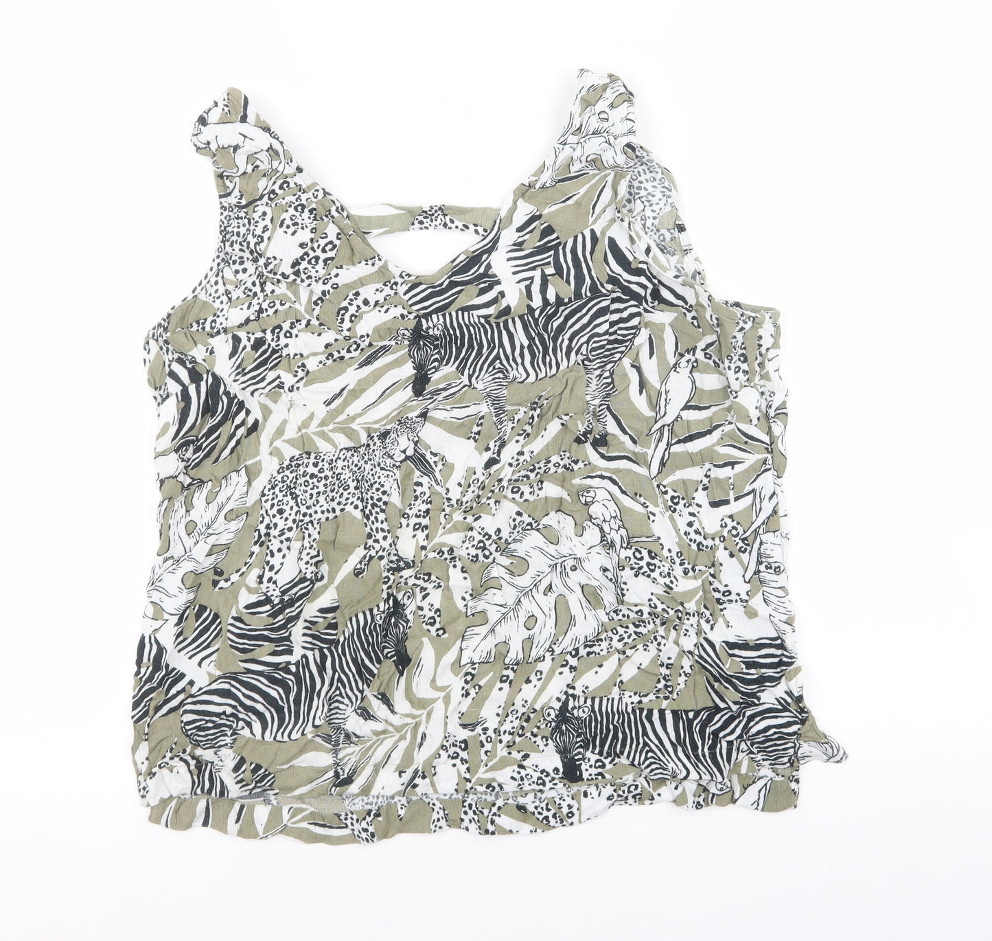 M&Co Womens Multicoloured Geometric Viscose Camisole Tank Size 16 V-Neck - Zebra Leopard Print.