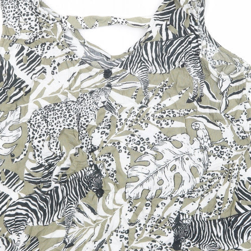M&Co Womens Multicoloured Geometric Viscose Camisole Tank Size 16 V-Neck - Zebra Leopard Print.