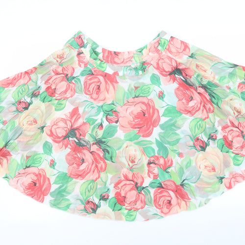 Preworn Womens Multicoloured Floral Polyester Pleated Skirt Size 10
