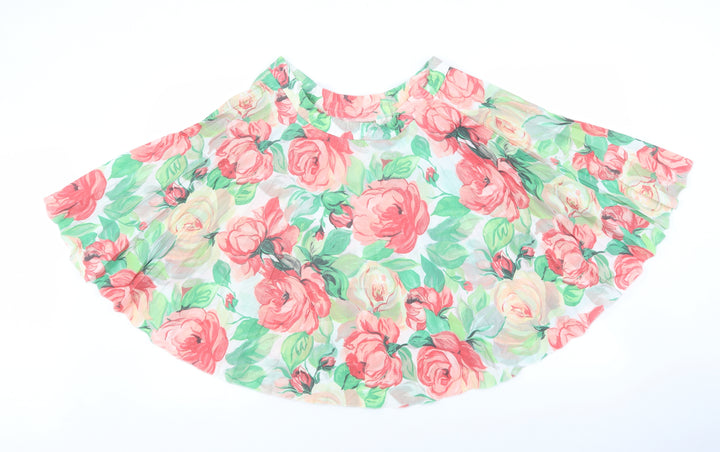 Preworn Womens Multicoloured Floral Polyester Pleated Skirt Size 10