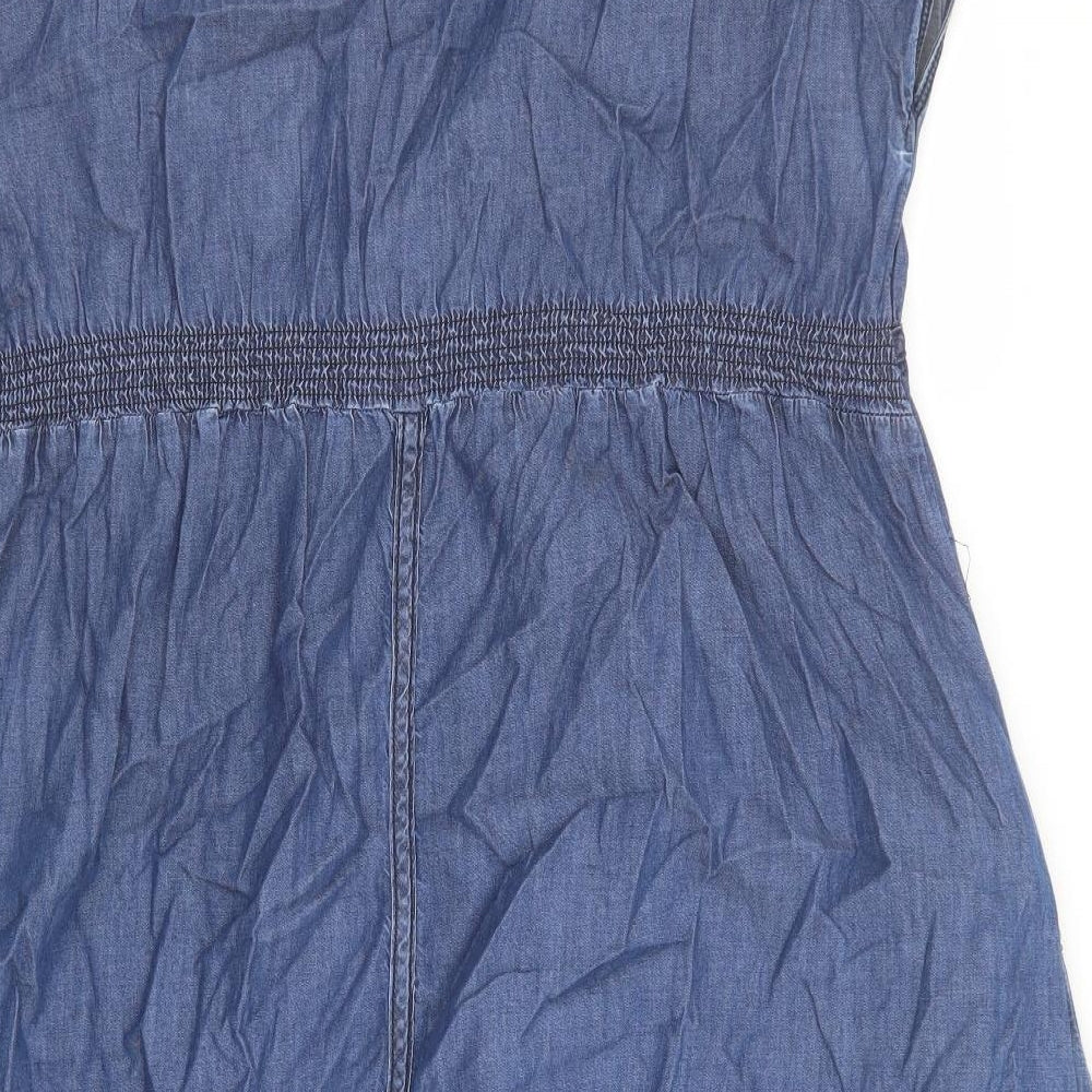 Masai Womens Blue 100% Cotton T-Shirt Dress Size XL Round Neck Pullover - Denim look