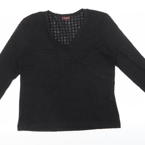 Cachon Womens Black Polyacrylate Fibre Basic T-Shirt Size M V-Neck