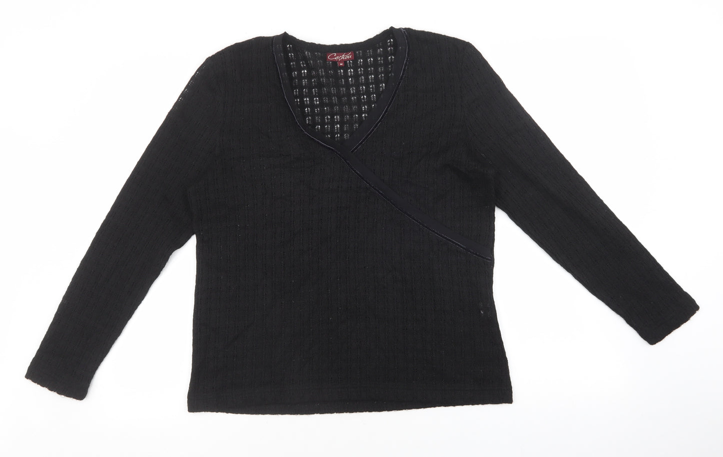 Cachon Womens Black Polyacrylate Fibre Basic T-Shirt Size M V-Neck