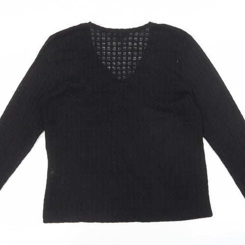 Cachon Womens Black Polyacrylate Fibre Basic T-Shirt Size M V-Neck