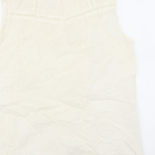 Amaryllis Womens Ivory 100% Cotton Basic Tank Size 14 Round Neck - Embroidery anglaise, sequins