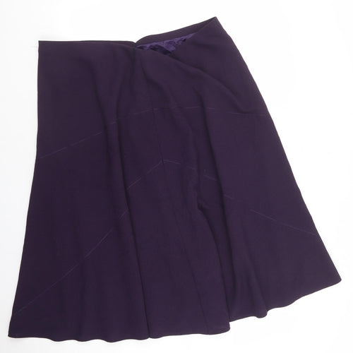 Marks and Spencer Womens Purple Polyester Flare Skirt Size 24 - V waist, asymmetric hem
