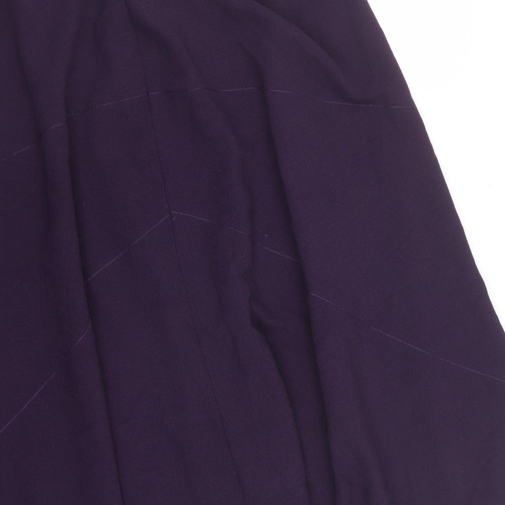 Marks and Spencer Womens Purple Polyester Flare Skirt Size 24 - V waist, asymmetric hem