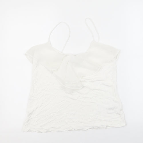 H&M Womens White Polyester Basic Tank Size L Scoop Neck