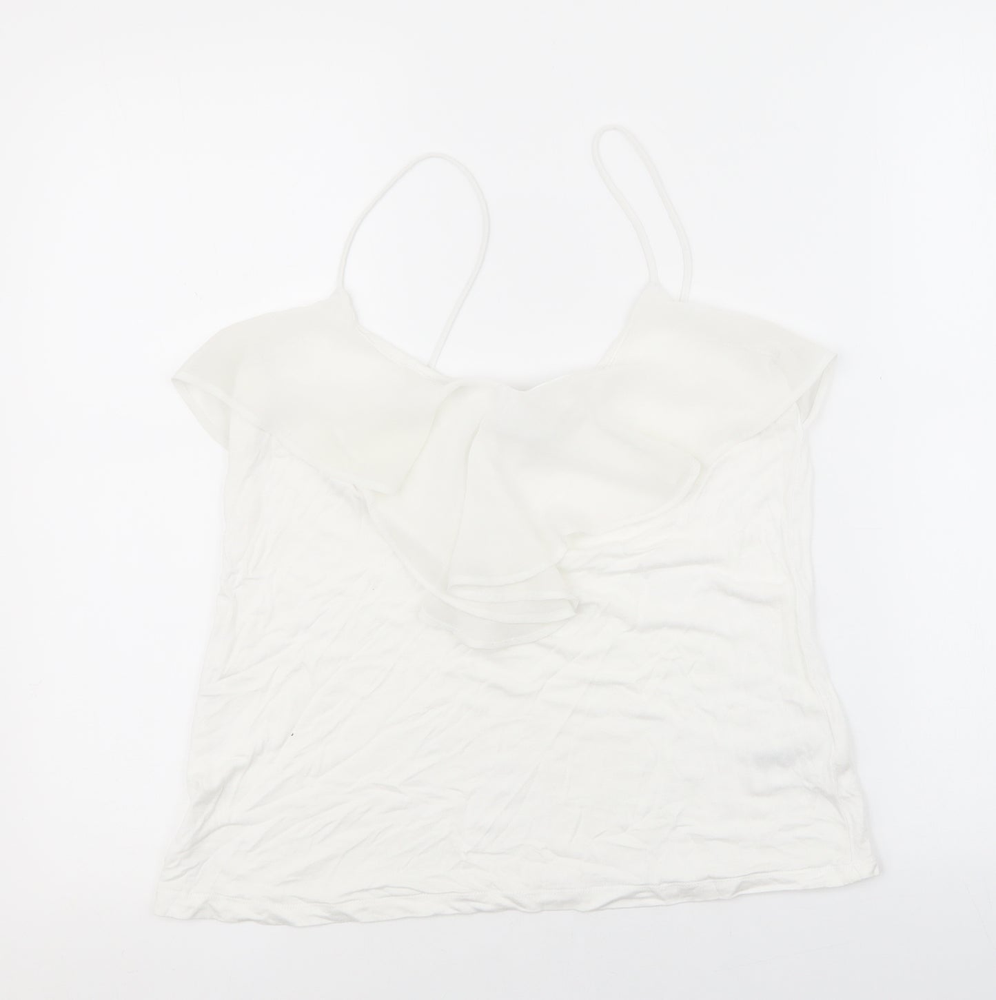 H&M Womens White Polyester Basic Tank Size L Scoop Neck