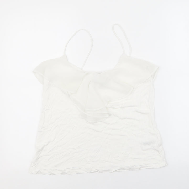 H&M Womens White Polyester Basic Tank Size L Scoop Neck