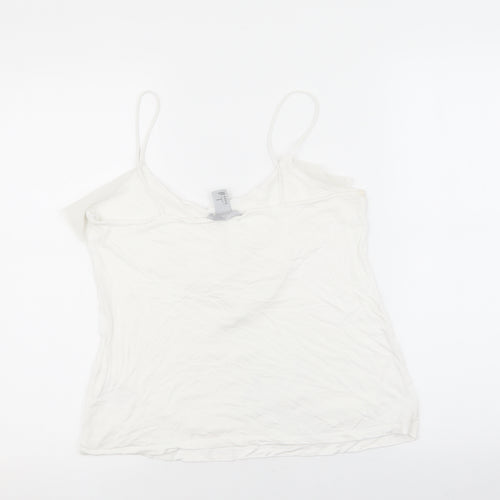 H&M Womens White Polyester Basic Tank Size L Scoop Neck