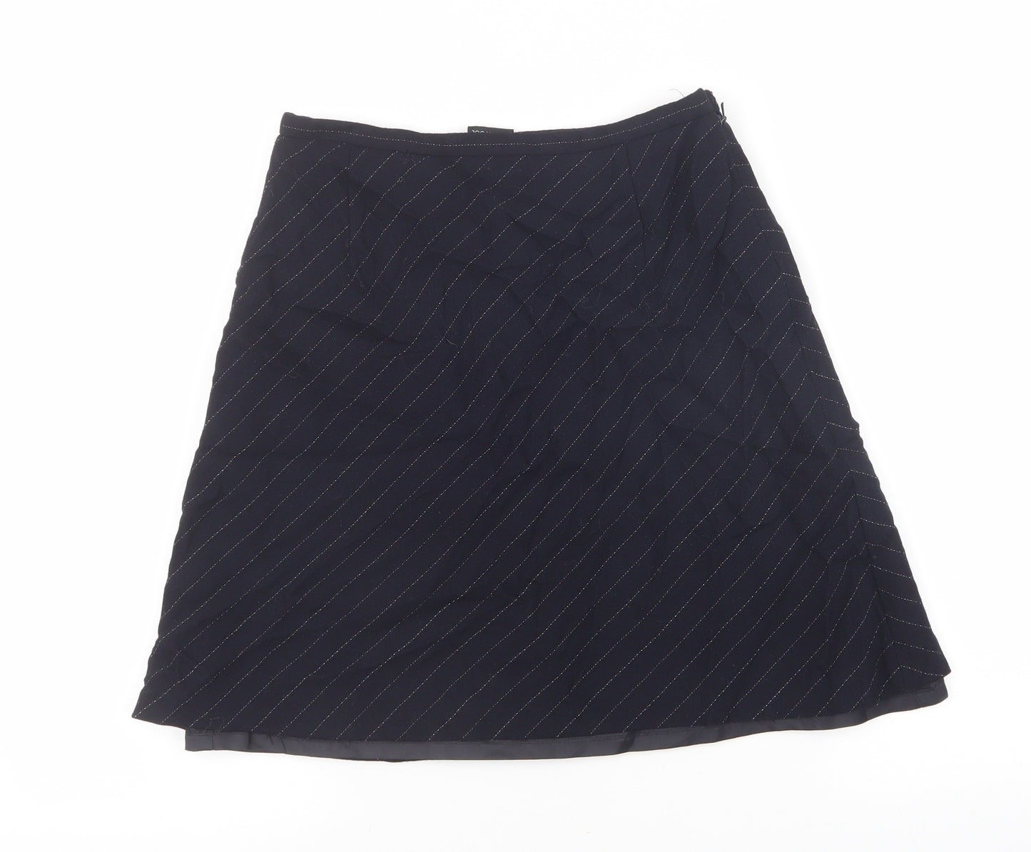 Planet Womens Black Striped Wool A-Line Skirt Size 10 Zip