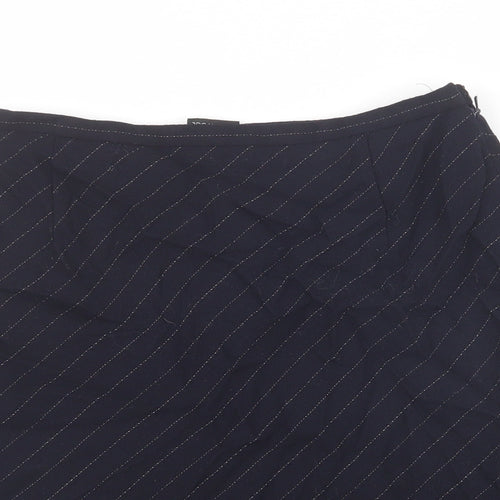 Planet Womens Black Striped Wool A-Line Skirt Size 10 Zip