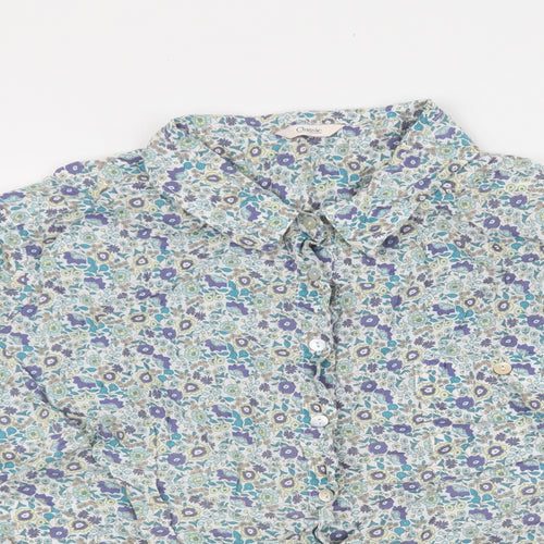 Marks and Spencer Womens Multicoloured Floral 100% Cotton Basic Blouse Size 24 Collared - Purple ,green, blue