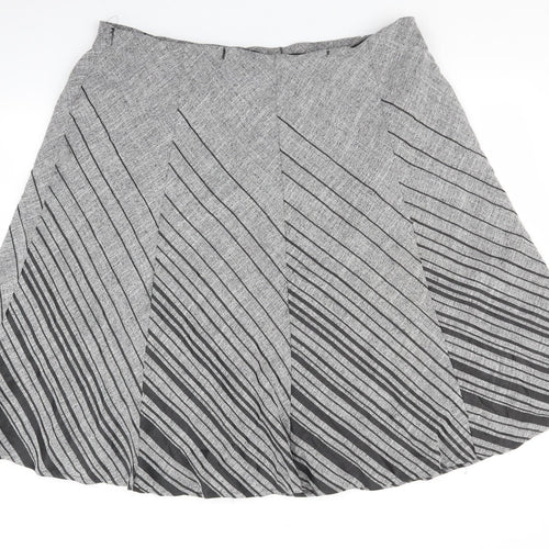 Marks and Spencer Womens Grey Polyester Flare Skirt Size 24 - Asymmetric pattern.
