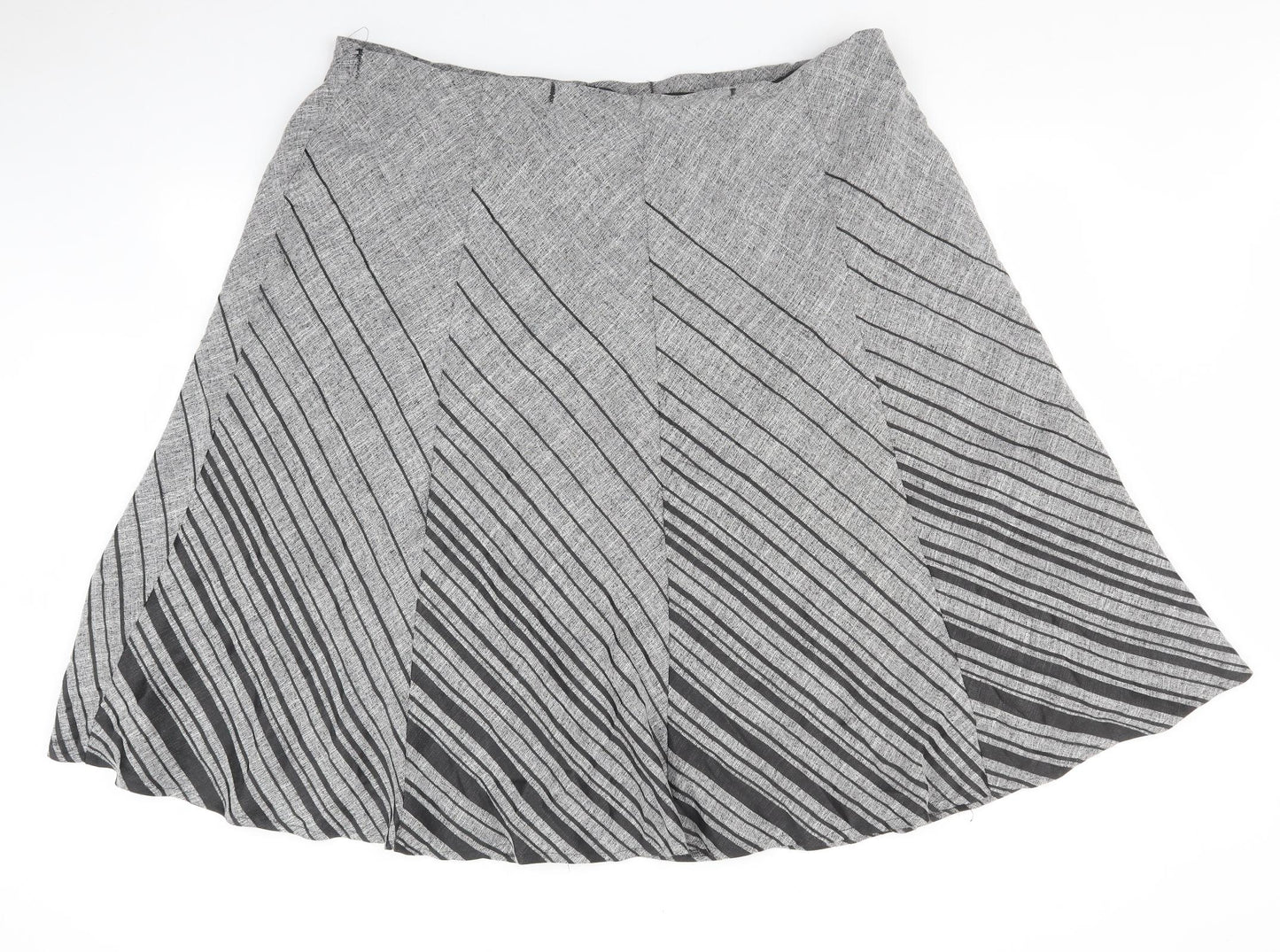 Marks and Spencer Womens Grey Polyester Flare Skirt Size 24 - Asymmetric pattern.