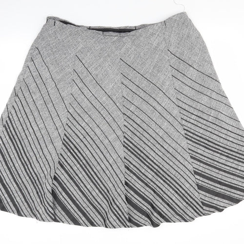 Marks and Spencer Womens Grey Polyester Flare Skirt Size 24 - Asymmetric pattern.